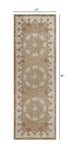 2' X 4' Tan and Beige Wool Medallion Hand Woven Half Circle Area Rug